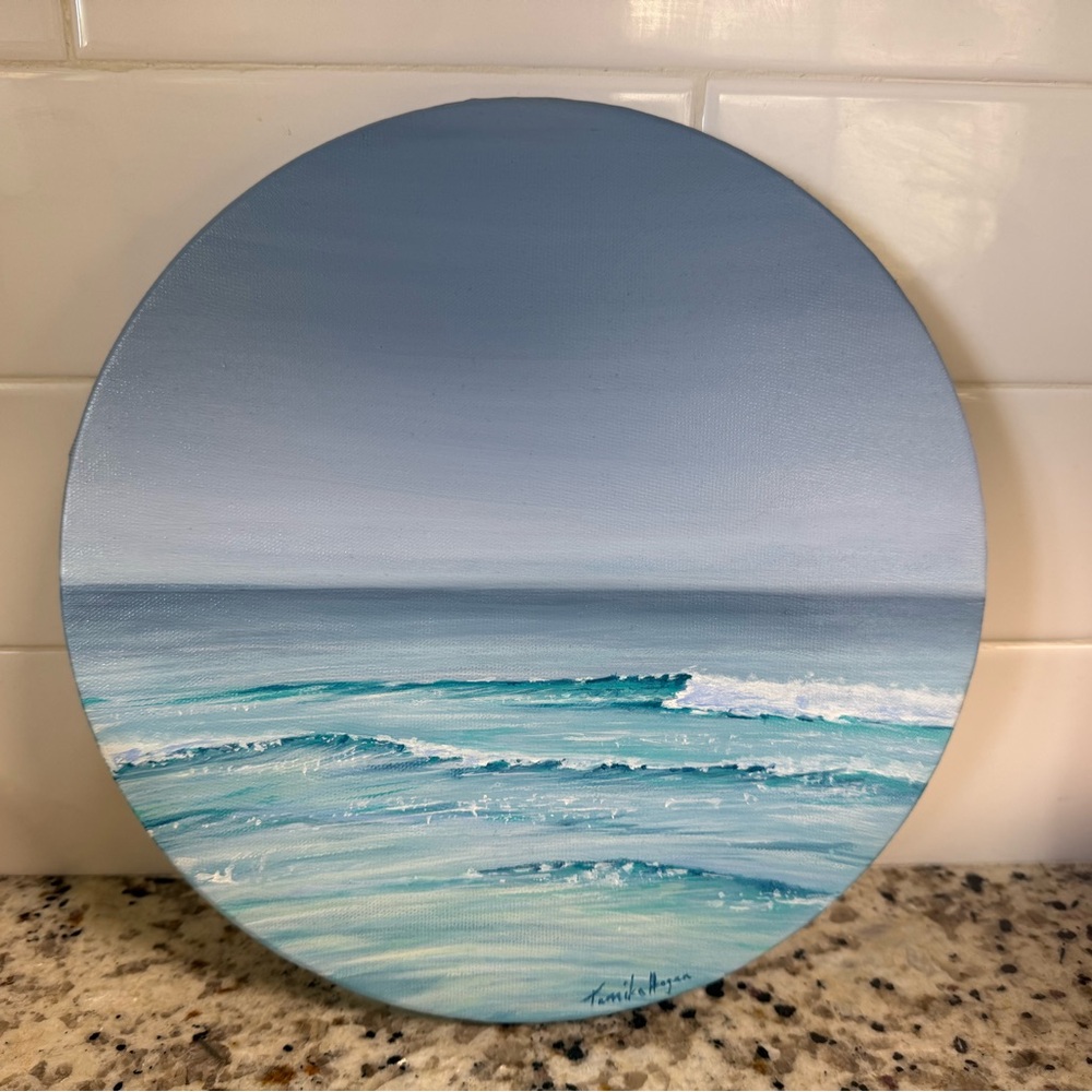 Original Coastal Round Seascape Painting